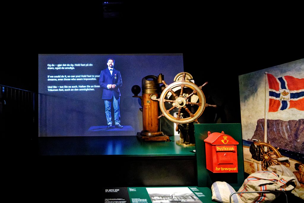 Präsentation über die Entstehung der Hurtigruten, Hurtgruten-Museum, Stockmarknes