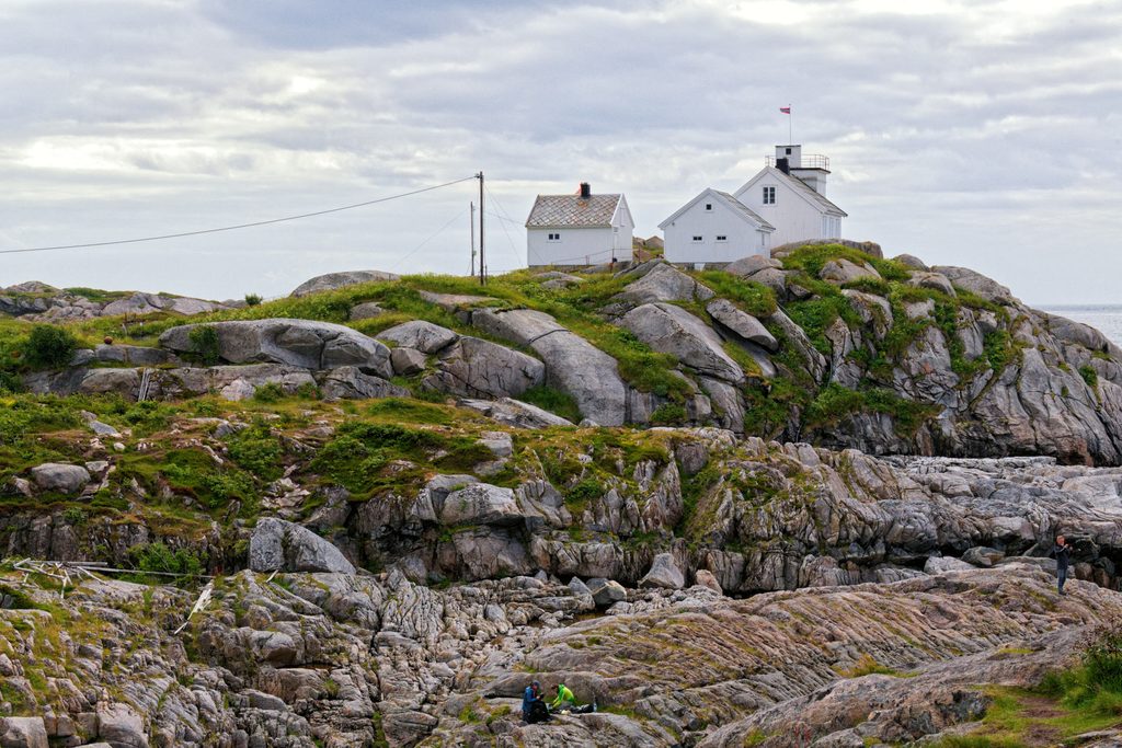 Historischer Leuchtturm von Henningsvær, Lofoten, Norwegen