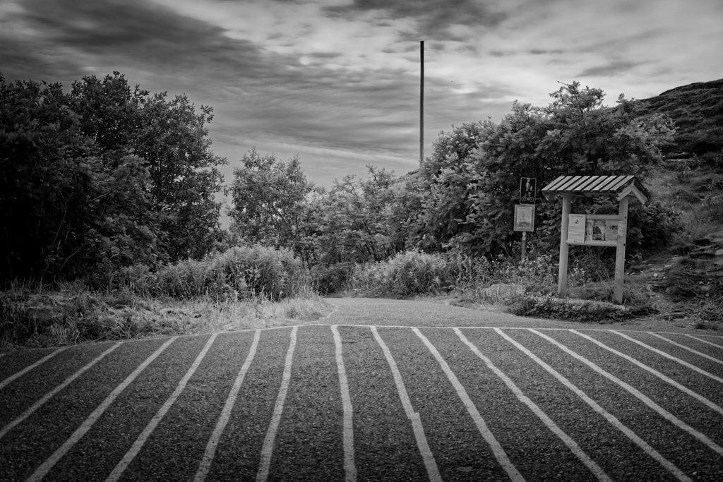 Parkplatz am Ende der Europstraße 10, Lofoten, Norwegen